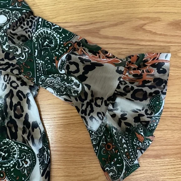 Leopard Print Women's Top with Paisley Accents - Picture 6 of 6